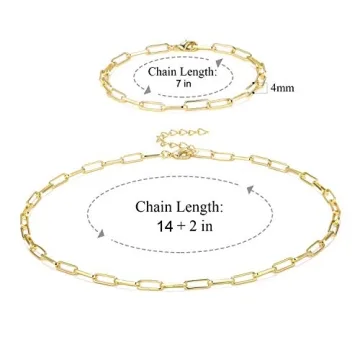 BOUTIQUELOVIN Gold Plated Paperclip Chain Jewelry Set
