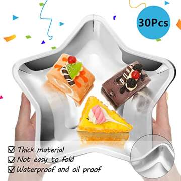 30 Pieces Thick Star Shaped Paper Plates Disposable Party Plate Pentagram Dinnerware Decorations for...