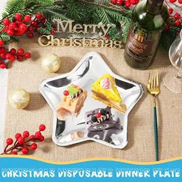 30 Pieces Thick Star Shaped Paper Plates Disposable Party Plate Pentagram Dinnerware Decorations for Graduation Independence Day Wedding Birthday Baby Shower, 9.45 Inch(Silver,30 Pieces)