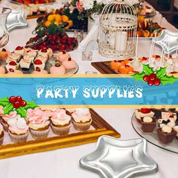 30 Pieces Thick Star Shaped Paper Plates Disposable Party Plate Pentagram Dinnerware Decorations for Graduation Independence Day Wedding Birthday Baby Shower, 9.45 Inch(Silver,30 Pieces)