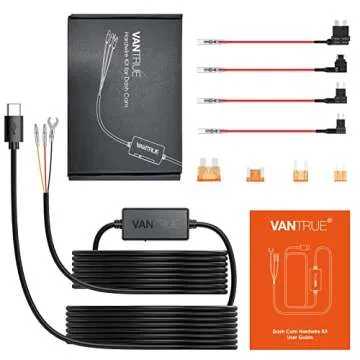 Vantrue 11.5ft Type C USB 12V 24V to 5V Dash Cam Hardwire Kit with Add a Circuit Fuses, Low Voltage Protection for N4, N4 Pro, N5, N2X, E360/ACE, N2 Pro(2023), E1, E1 Lite, E2, E3, S1 Pro, S2, N2S