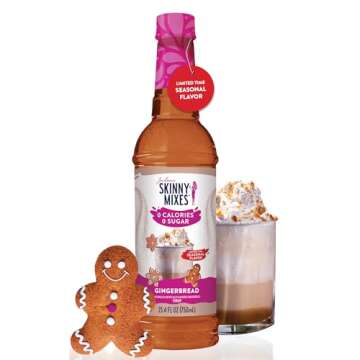 Jordan's Skinny Syrups Sugar Free Coffee Syrup, Gingerbread Latte Flavor Drink Mix, Zero Calorie Fla...