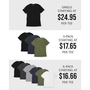INTO THE AM Men's Fitted Crew Neck Logo Basic Tees 3-Pack - Modern Fit Fresh Classic Short Sleeve T-Shirts for Men (Black/Grey/White, Medium)