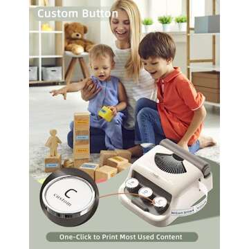 Makeid Q1 HD Label Maker Machine - Vintage Label Makers with Custom Fonts, Templates, Borders, Logos, QR Codes - 300dpi Resolution, Retro Typewriter Keys, Easy to Use - Green