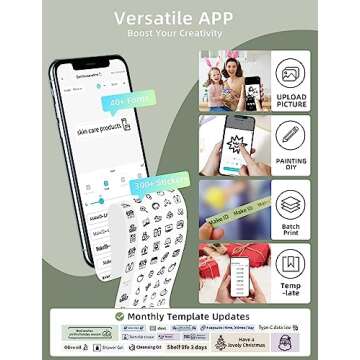 Makeid Q1 HD Label Maker Machine - Vintage Label Makers with Custom Fonts, Templates, Borders, Logos, QR Codes - 300dpi Resolution, Retro Typewriter Keys, Easy to Use - Green