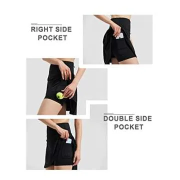 ZUTY 18" High Waisted Tennis Skirt for Women Skorts Skirts with Pockets Casual Modest Long Golf Athletic Running Black XL
