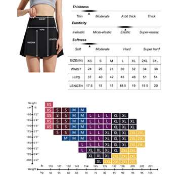ZUTY 18" High Waisted Tennis Skirt for Women Skorts Skirts with Pockets Casual Modest Long Golf Athletic Running Black XL