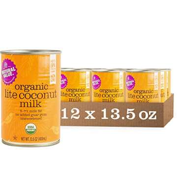 Natural Value Organic Lite Coconut Milk, 13.5 Ounce Cans (Pack of 12)