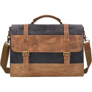 Vintage Leather Canvas Messenger Bag for Men