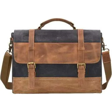 Vintage Leather Canvas Messenger Bag for Men