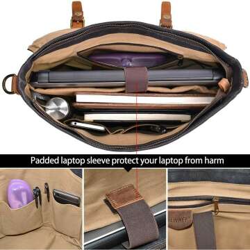 Vintage Leather Canvas Messenger Bag for Men