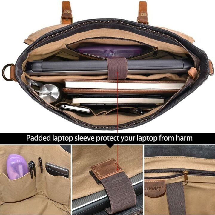 Vintage Leather Canvas Messenger Bag for Men