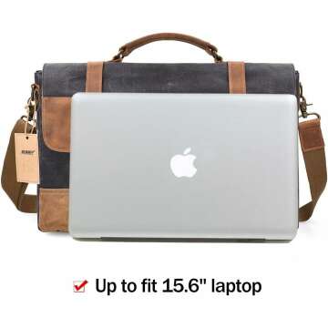 Vintage Leather Canvas Messenger Bag for Men