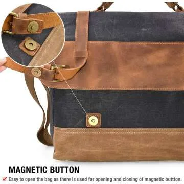 Vintage Leather Canvas Messenger Bag for Men