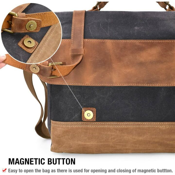 Vintage Leather Canvas Messenger Bag for Men