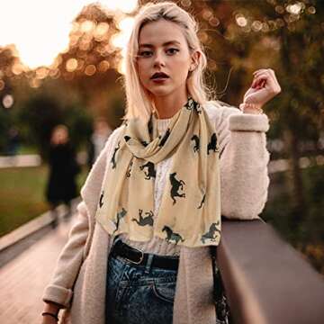 E-Clover Herebuy Cool Animal Print Scarves: Fashionable Horse Print Scarf for Women Mother's Day Gif...