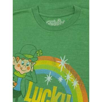 Tee Luv Men's Lucky Charms Shirt - Vintage Lucky The Leprechaun Logo T-Shirt, Kelly Green Heather, M