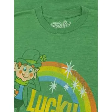 Tee Luv Men's Lucky Charms Shirt - Vintage Lucky The Leprechaun Logo T-Shirt, Kelly Green Heather, M