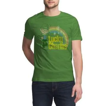 Tee Luv Men's Lucky Charms T-Shirt for Retro Fans in Green