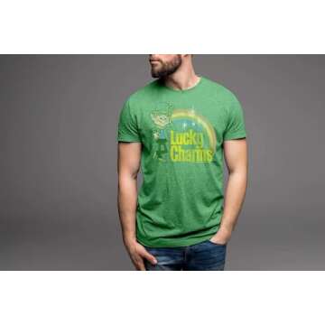 Tee Luv Men's Lucky Charms T-Shirt for Retro Fans in Green