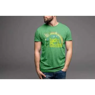 Tee Luv Men's Lucky Charms T-Shirt for Retro Fans in Green