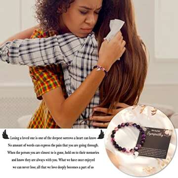 Tarsus Sympathy Gift, Amethyst Stone Beads Remembrance Bracelet, Bereavement In Memorial Sympathy Gi...
