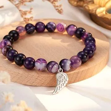 Tarsus Sympathy Gift, Amethyst Stone Beads Remembrance Bracelet, Bereavement In Memorial Sympathy Gifts for Loss of Mom Mother Dad Father Husband Pet Condolence Grief Jewelry