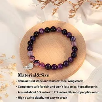 Tarsus Sympathy Gift, Amethyst Stone Beads Remembrance Bracelet, Bereavement In Memorial Sympathy Gifts for Loss of Mom Mother Dad Father Husband Pet Condolence Grief Jewelry