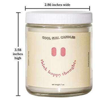 Cool Girl Candles | Think Happy Thoughts Coconut + Hibiscus Scented Candle | All Natural Coconut Soy Wax | The Best Strong Scented Candles for Home Fragrance | Clean Burning | Funny Gifts | 8.5 fl oz