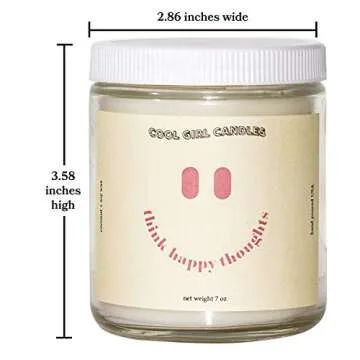 Cool Girl Candles | Think Happy Thoughts Coconut + Hibiscus Scented Candle | All Natural Coconut Soy Wax | The Best Strong Scented Candles for Home Fragrance | Clean Burning | Funny Gifts | 8.5 fl oz