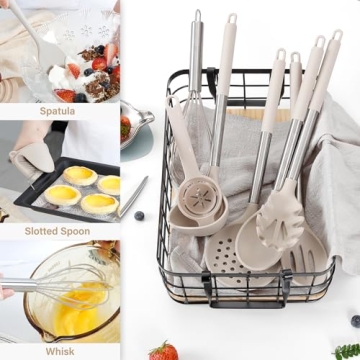 NCUE 28-Piece Silicone Kitchen Utensils Set with Holder