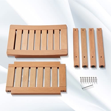 Psilvam Poly Lumber Shower Bench, Shower Stool with Storage Shelf, Water Resistant & Non-Slip Design Shower Seat for Bathroom, Living Room, Bedroom 21 1/4"×14"×18 1/2"（Teak Color）