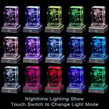 hochance 3D Rose Crystal Multicolor Nightlight I Love You Decolamp,Perfect Valentines Day Gifts Idea...