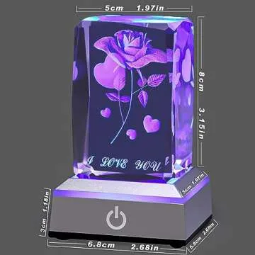hochance 3D Rose Crystal Multicolor Nightlight I Love You Decolamp,Perfect Valentines Day Gifts Ideas for Her My Girlfriend Wife Mom - Unique Anniversary Birthday Presents