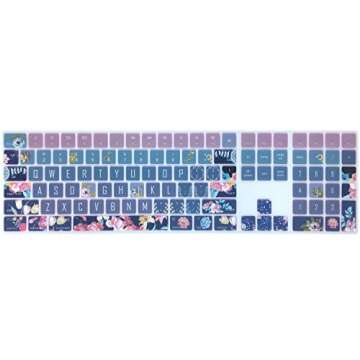 SANFORIN Silicone Keyboard Cover for Apple iMac Magic Keyboard with Numeric Keypad MQ052LL/A (Model: A1843, 2017 2018 Release), Cute Print Keyboard Skin, US Layout, Red Flower