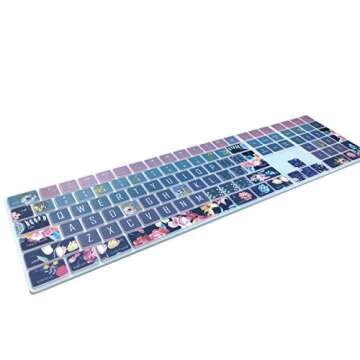 SANFORIN Silicone Keyboard Cover for Apple iMac Magic Keyboard with Numeric Keypad MQ052LL/A (Model: A1843, 2017 2018 Release), Cute Print Keyboard Skin, US Layout, Red Flower