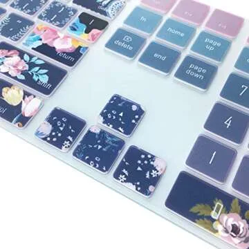 SANFORIN Silicone Keyboard Cover for Apple iMac Magic Keyboard with Numeric Keypad MQ052LL/A (Model: A1843, 2017 2018 Release), Cute Print Keyboard Skin, US Layout, Red Flower
