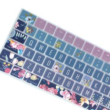 SANFORIN Silicone Keyboard Cover for Apple iMac Magic Keyboard with Numeric Keypad MQ052LL/A (Model: A1843, 2017 2018 Release), Cute Print Keyboard Skin, US Layout, Red Flower