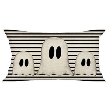 GEEORY Ghost Striped Halloween Pillow Cover - Create a Spooky Atmosphere with Style!