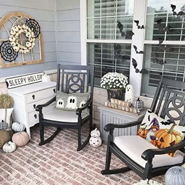 GEEORY Ghost Striped Halloween Pillow Cover for Fall Decor