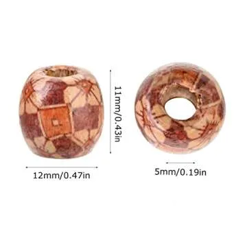 300pcs Mixed Painted Barrel Wood Spacer Beads, BetterJonny 12mm Round Printed Pattern Drum Wood Loose Beads for DIY Making Bracelet Necklace Jewelry Hair Craft Project