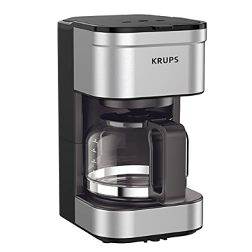 KRUPS Simply Brew Compact 5 Cup Coffee Maker with Stainless Steel Design and Reusable Filter