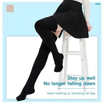 Kayhoma Extra Long Cotton Thigh High Socks Over the Knee High Boot Stockings Cotton Leg Warmers