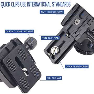 AOKA Professional 360-Degree Rotating Panoramic Ball Head with 1/4-inch Quick Release Plate, Self-We...