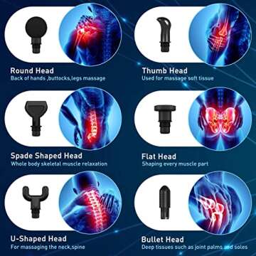 TYIAUS Muscle Massage Gun Percussion Massager Gun Deep Tissue with 30 Adjustable Speeds and 6 Heads, Portable Body Muscle Massager for Office Gym Home Post-Workout Recovery