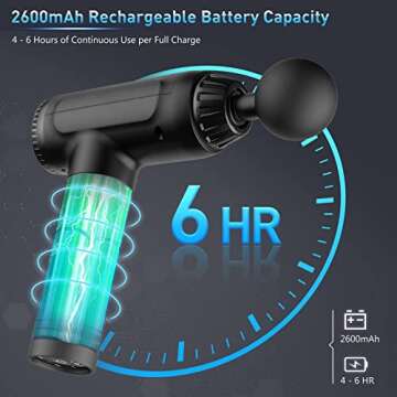 TYIAUS Muscle Massage Gun Percussion Massager Gun Deep Tissue with 30 Adjustable Speeds and 6 Heads, Portable Body Muscle Massager for Office Gym Home Post-Workout Recovery