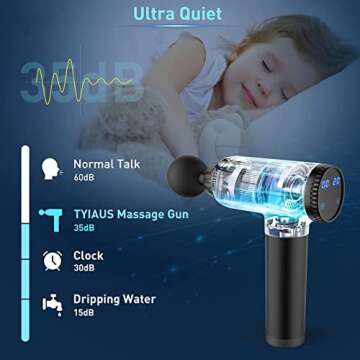TYIAUS Muscle Massage Gun Percussion Massager Gun Deep Tissue with 30 Adjustable Speeds and 6 Heads, Portable Body Muscle Massager for Office Gym Home Post-Workout Recovery