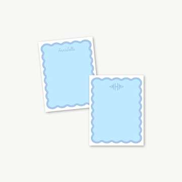 Preppy Jones Personalized Monogram Scallop Wave Border with Fill Notepad, colorful stationary, perso...