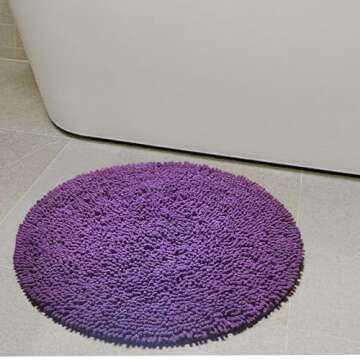 Chardin home Egg Plant (Purple) Round Bath Mat | 2 feet Boho Bathroom Rug | Also Perfect for Kids Ro...