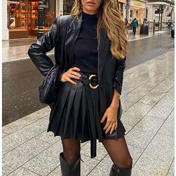 Women Button Down Faux Leather Jackets Suede Tassel Hem Crop Jacket Oversized PU Blazer Coat Outwear Trendy Streetwear